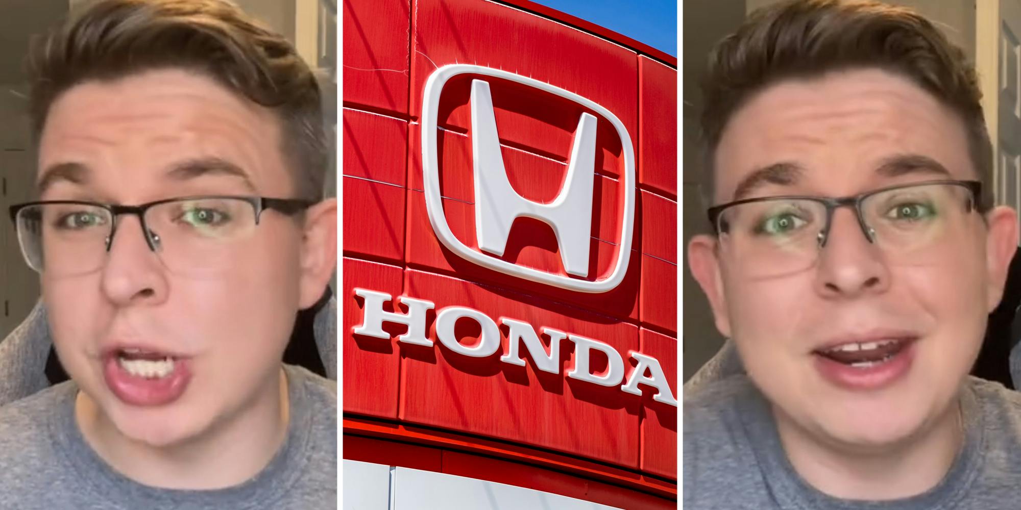 Man talking(l+r), Honda sign(c)