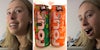 Woman looking shocked(l+r), Two cans of four loko(c)