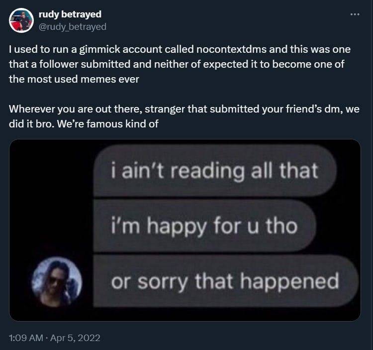 Twitter user explains the origin of the 'I ain't reading all that' screenshot