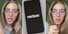 Woman talking(l+r), Verizon app on phone(c)
