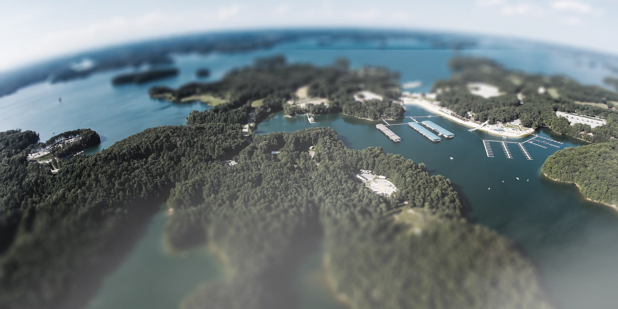A fisheye view of Lake Lanier in Atlanta Georgia