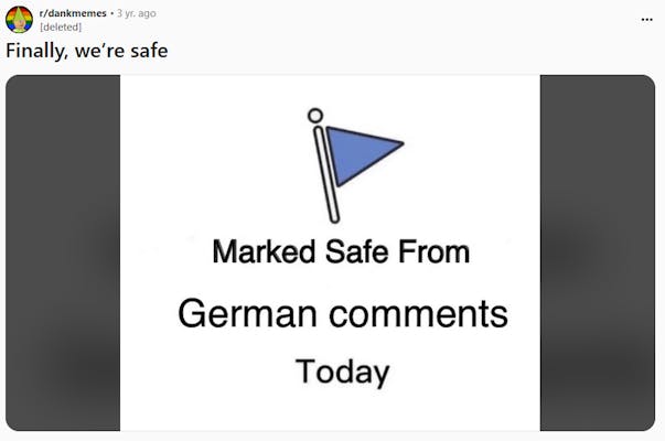 marked safe from german comments today meme