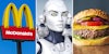 McDonalds arches(l), Robot(c), Cheeseburger(r)