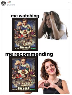 me watching vs me recommending meme2