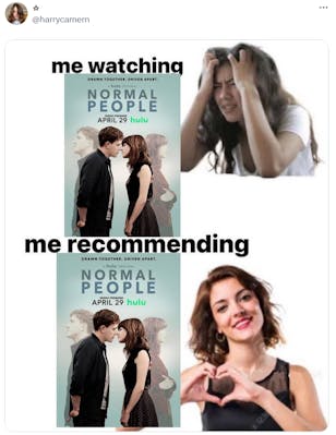me watching vs me recommending normal people tv show