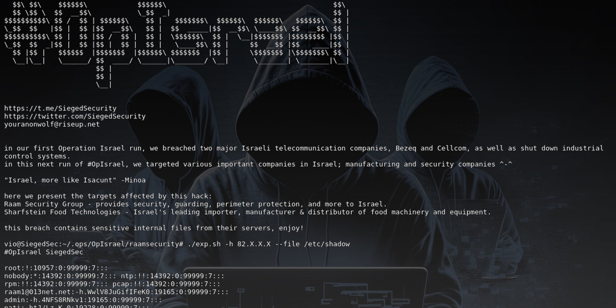 SiegedSec (furry hackers) OpIsrael hack 2.0