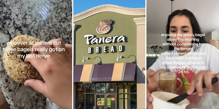 Customer can't believe the unusual way Panera cut her bagels. Workers say it is not their fault