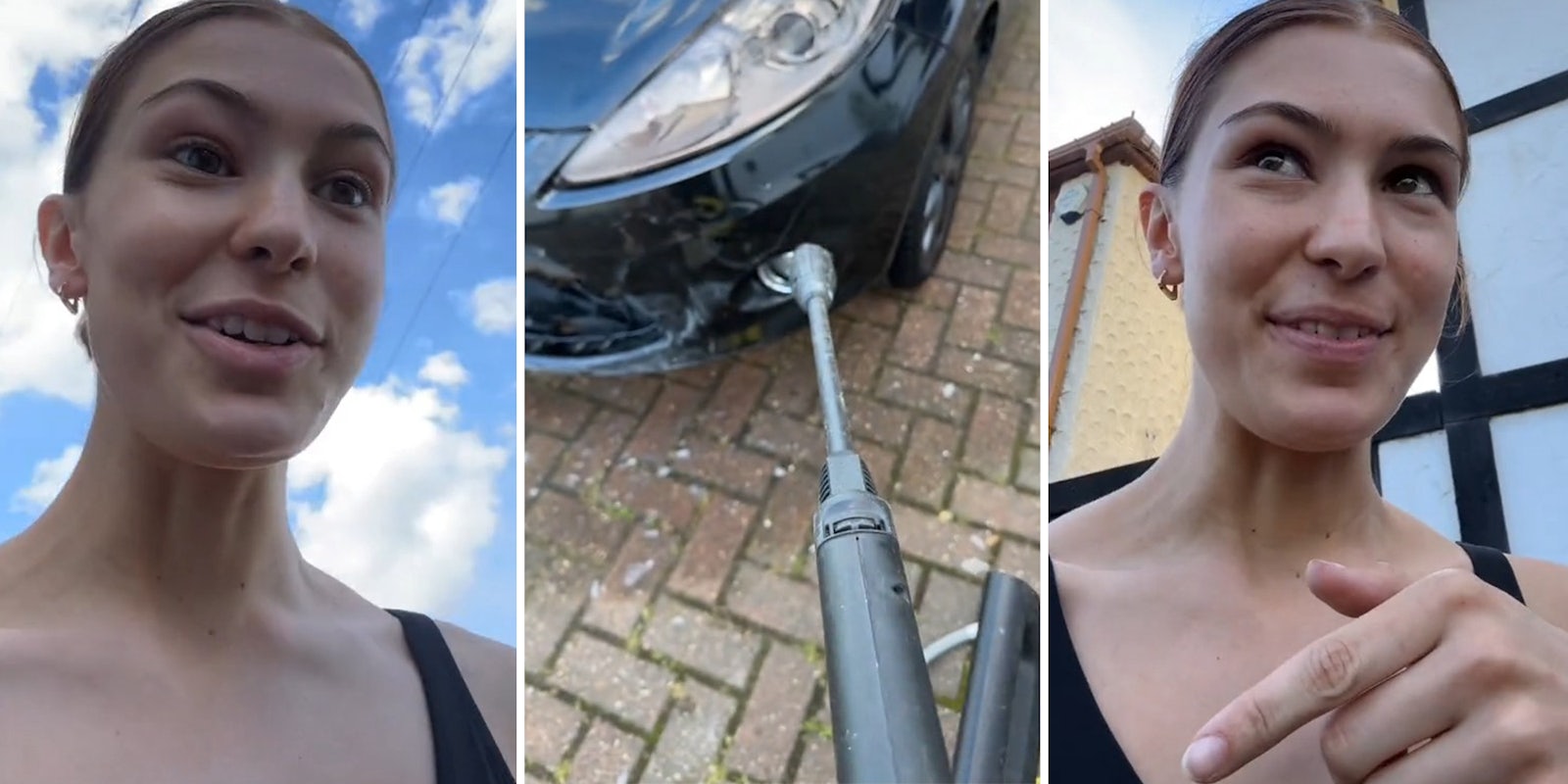 Woman power washes boyfriend’s car as a surprise