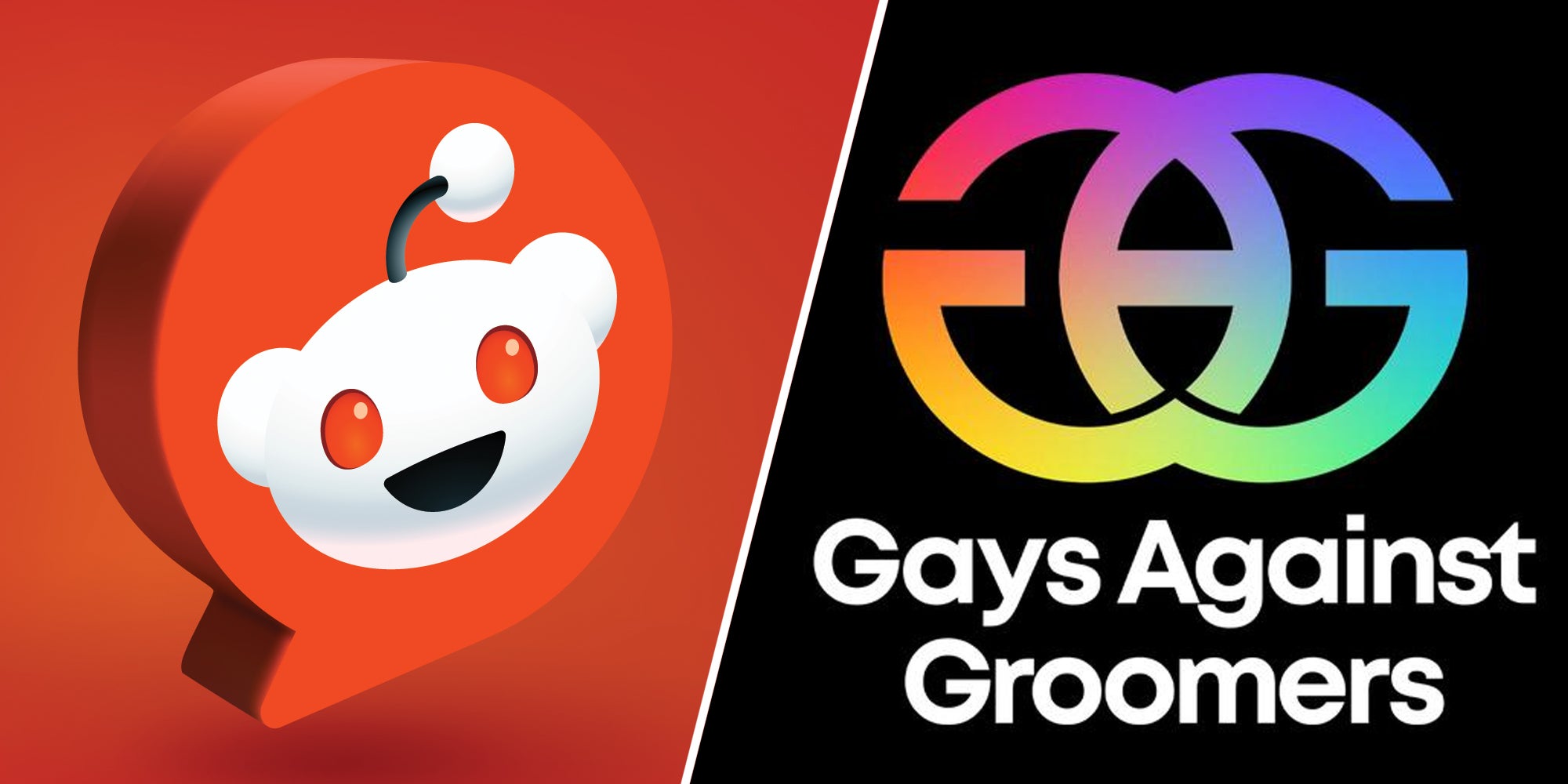 Reddit logo(l), Gays against Groomers logo(r)