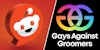 Reddit logo(l), Gays against Groomers logo(r)