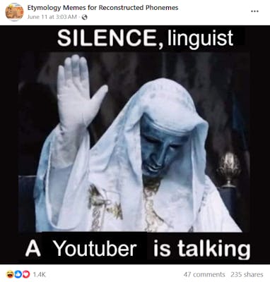 silence x a y is talking meme with the caption reading: "Silence linguist, a youtuber is talking"