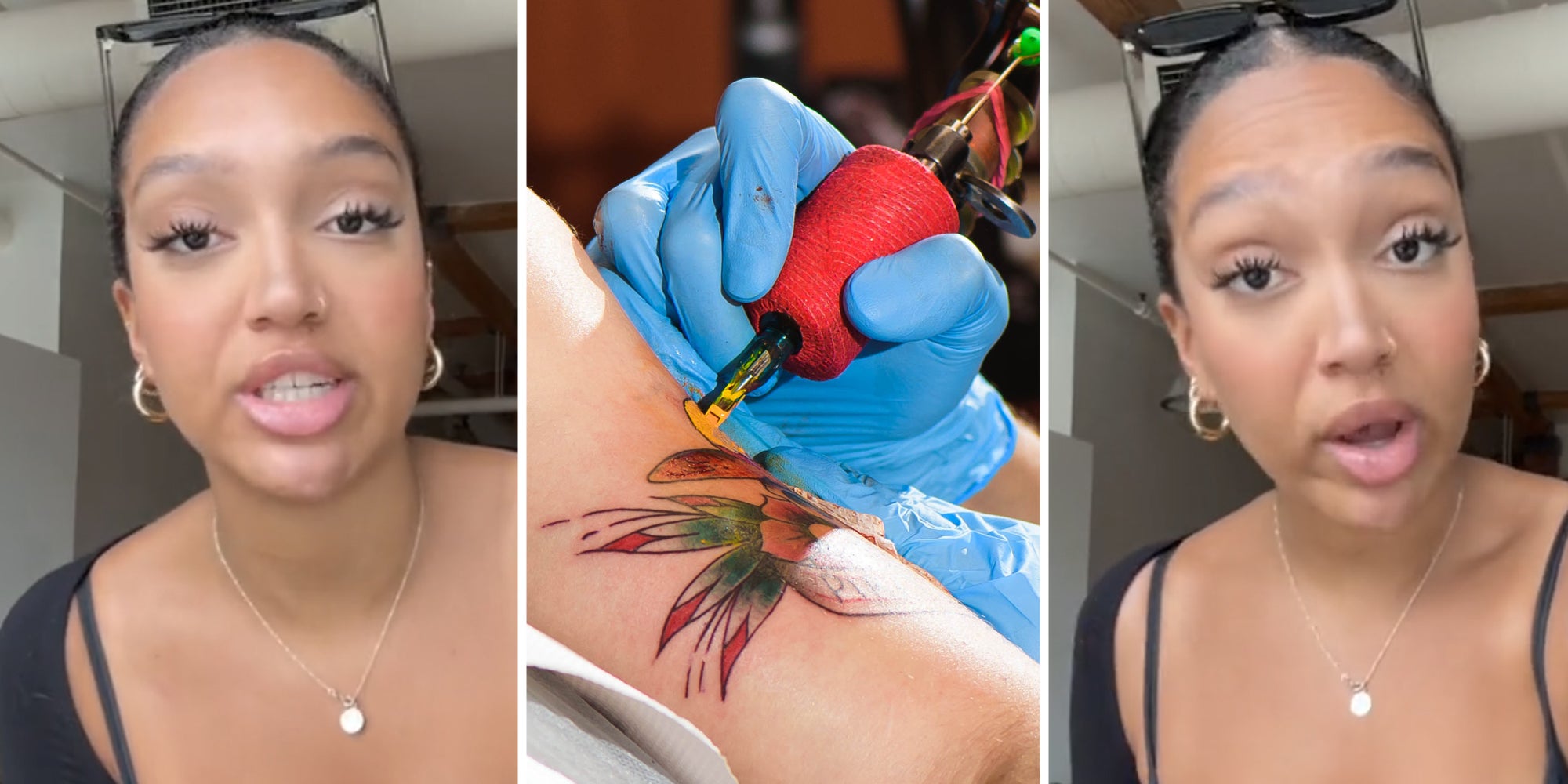 Woman talking(l+r), Tattoo Artist(c)