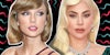Taylor Swift and Lady gaga over graphic background