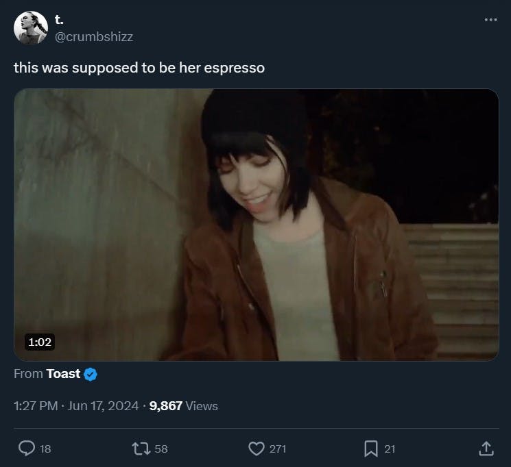 Carly Rae Jepsen's 'Run Away with Me' as part of the 'this was supposed to be her espresso' trend