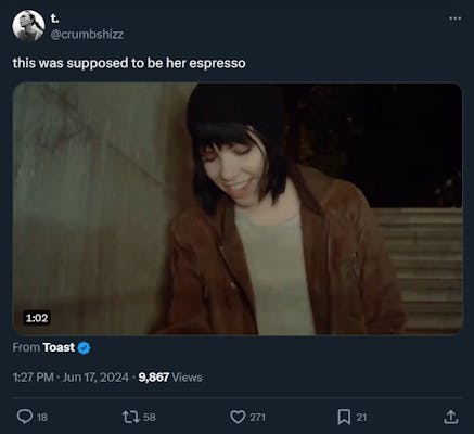 Carly Rae Jepsen's "Run Away with Me" as part of the "that should have been her espresso" trend