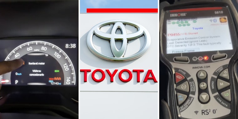 Odometer(l), Toyota sign(c), Scanner(r)