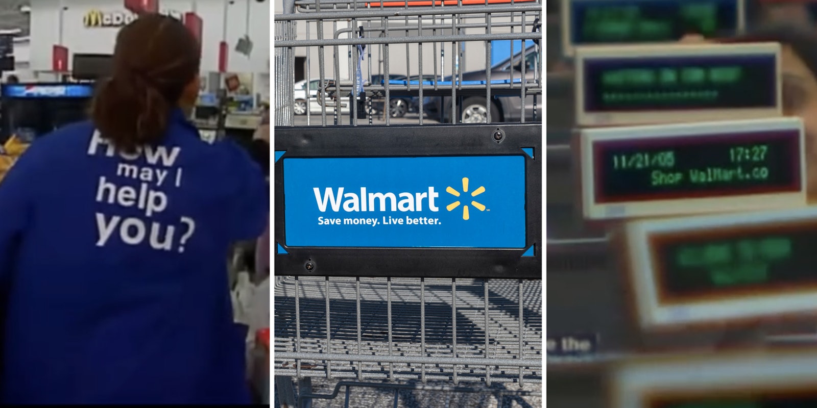 Cashier(l), Walmart cart(c), Cash register(r)