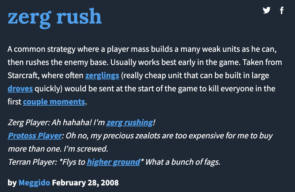 zerg rush definition