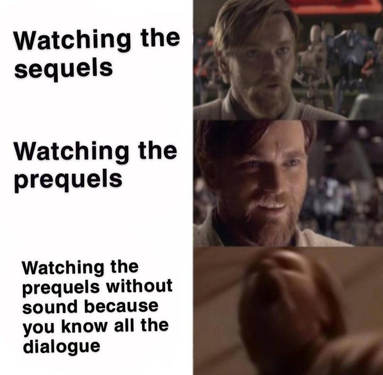 Sequels prequels hello there meme posted on Reddit by Darkxite