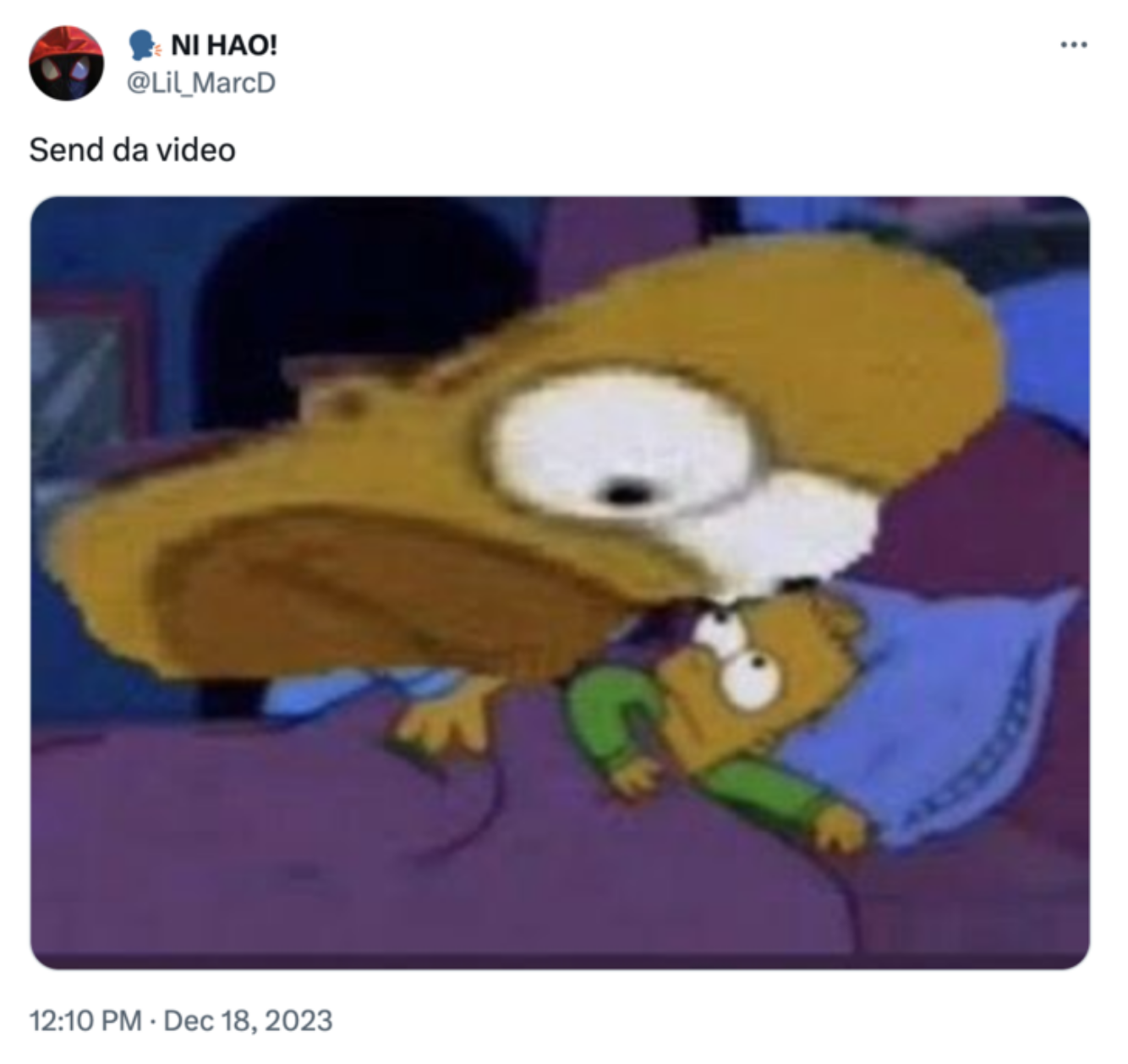 Send da video meme featuring the simpsons posted on X by @Lil_MarcD