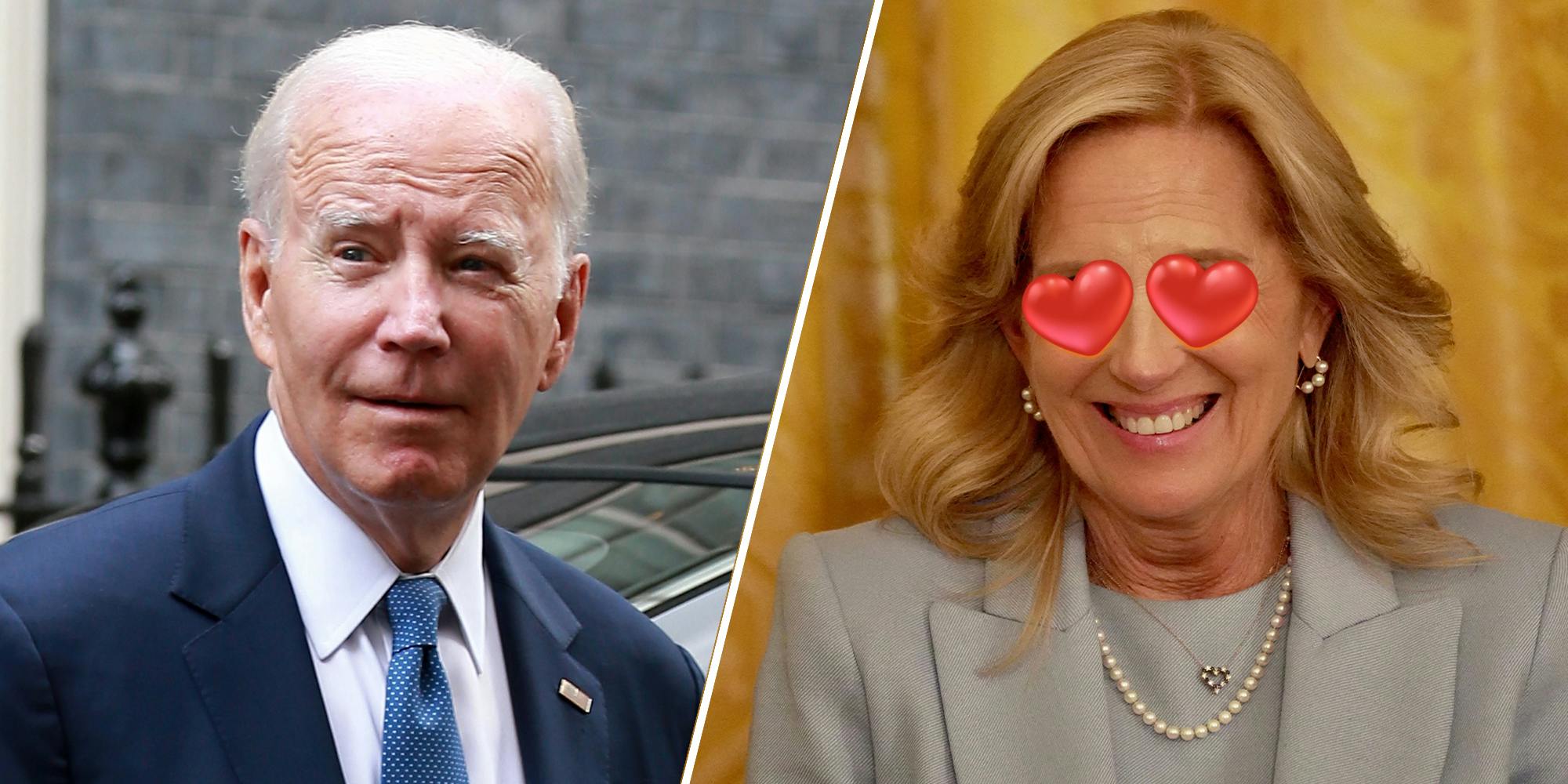 Joe Biden and Jill Biden with heart Eyes