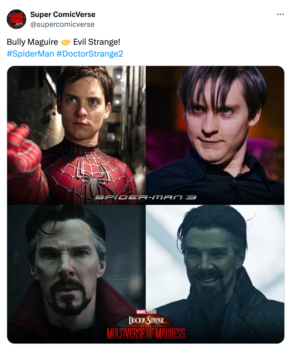 Bully Maguire and Dr. Strange meme on Twitter by @supercomicverse