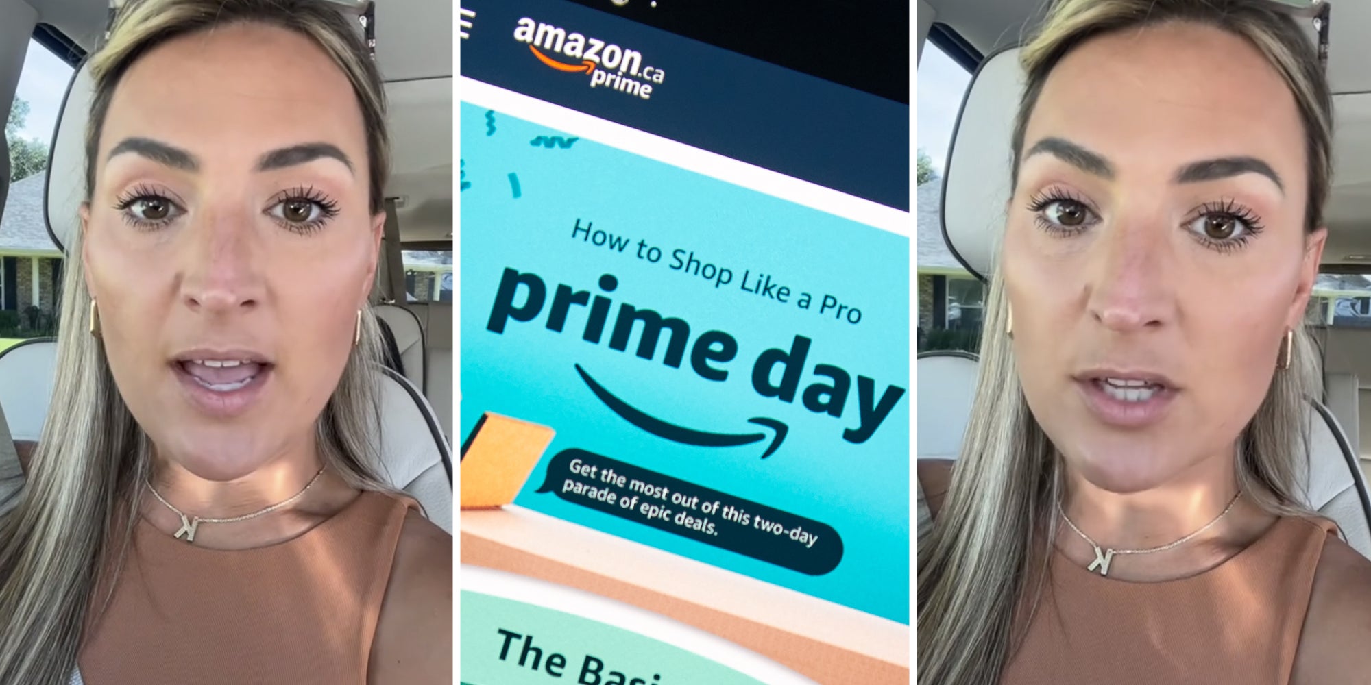 Woman talking(l+r), Prime Day notification(c)