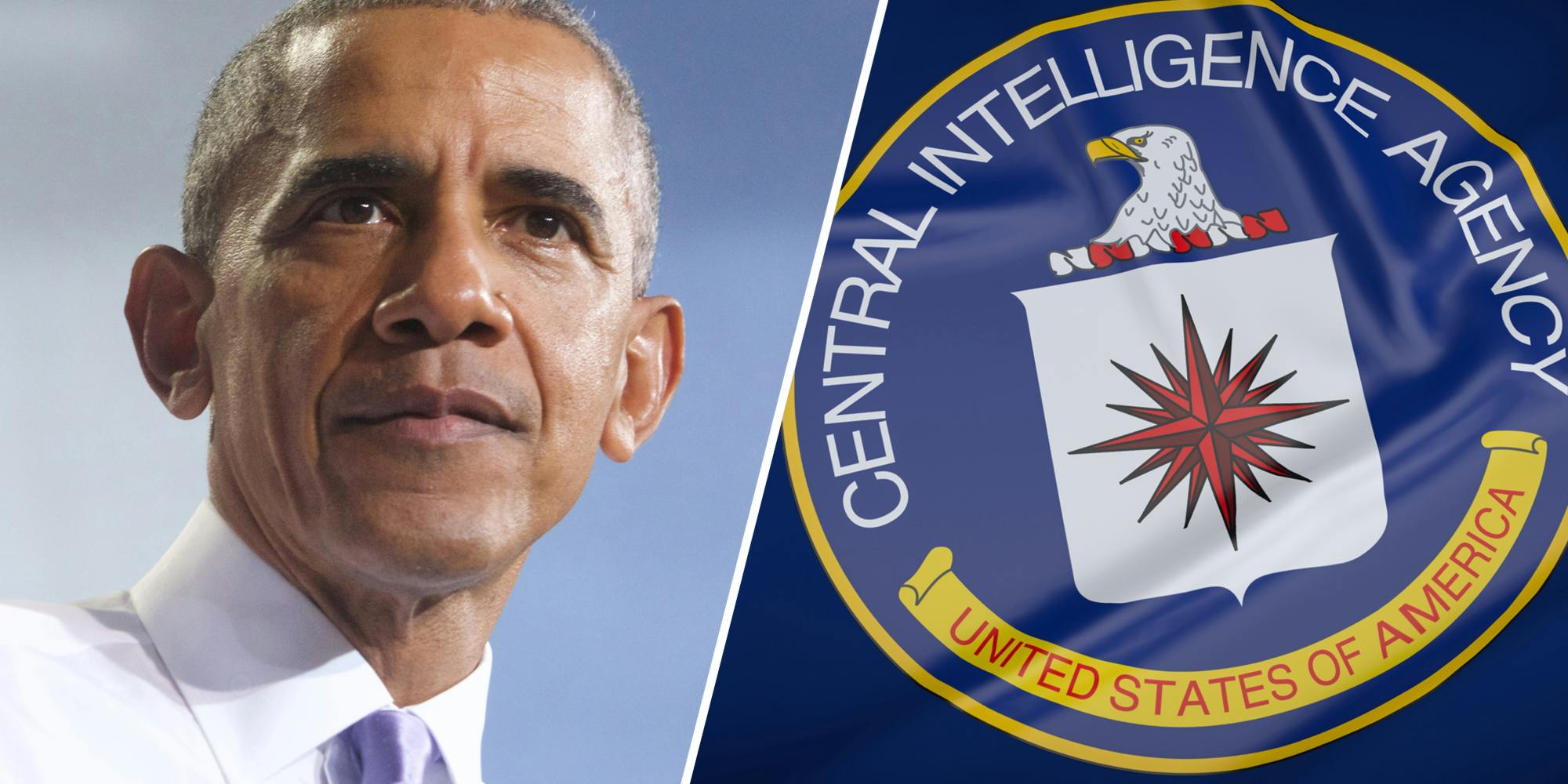 Barack Obama(l), CIA logo(r)