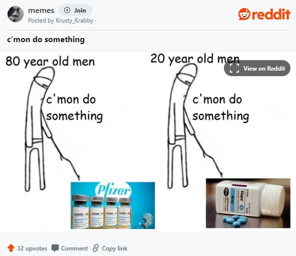 c'mon do something meme with covid vaccine and viagra
