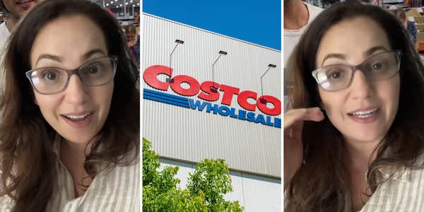 Woman talking(L+r), Costco(c)