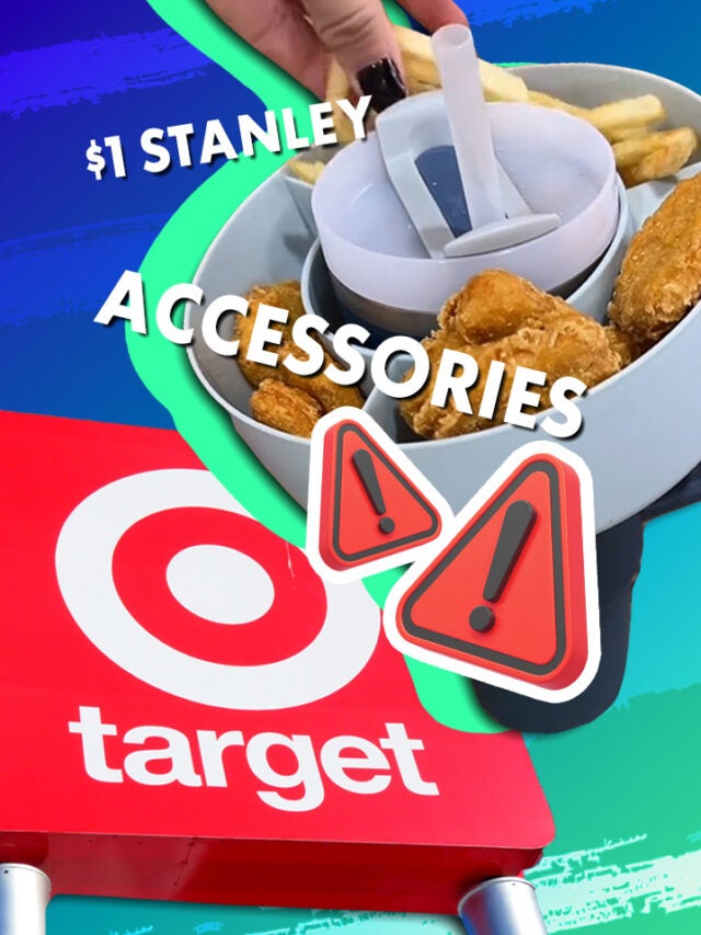 stanley cup and Target sign over green and blue