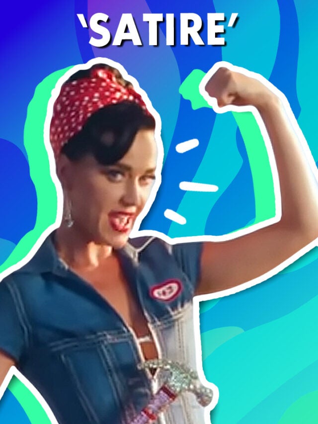 Katy Perry over blue and green