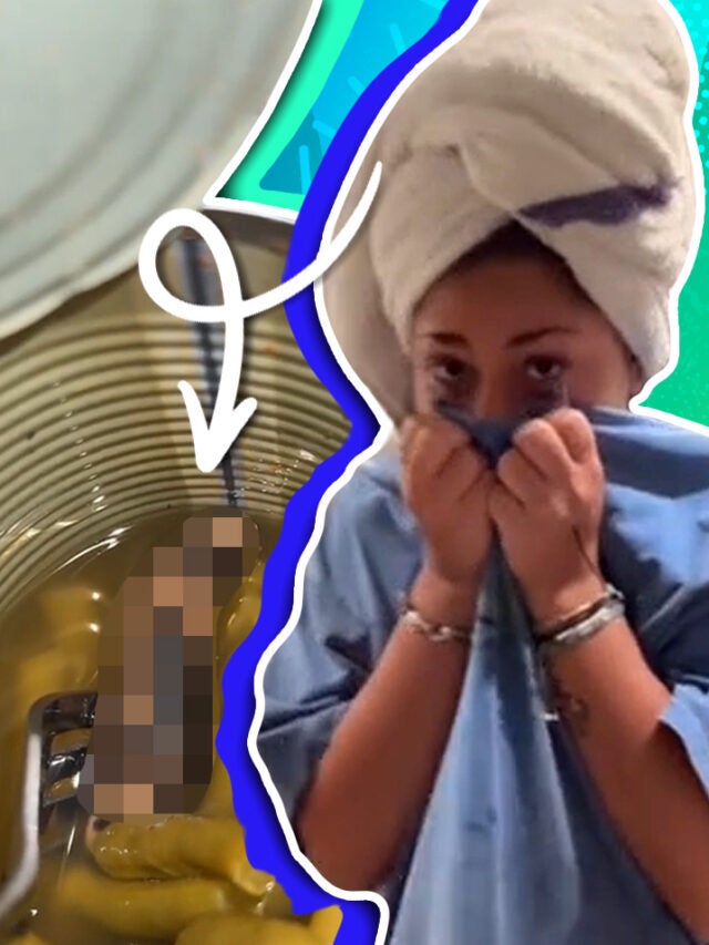 green beans and woman over green and blue