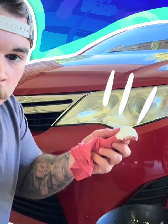 man with car over green and blue