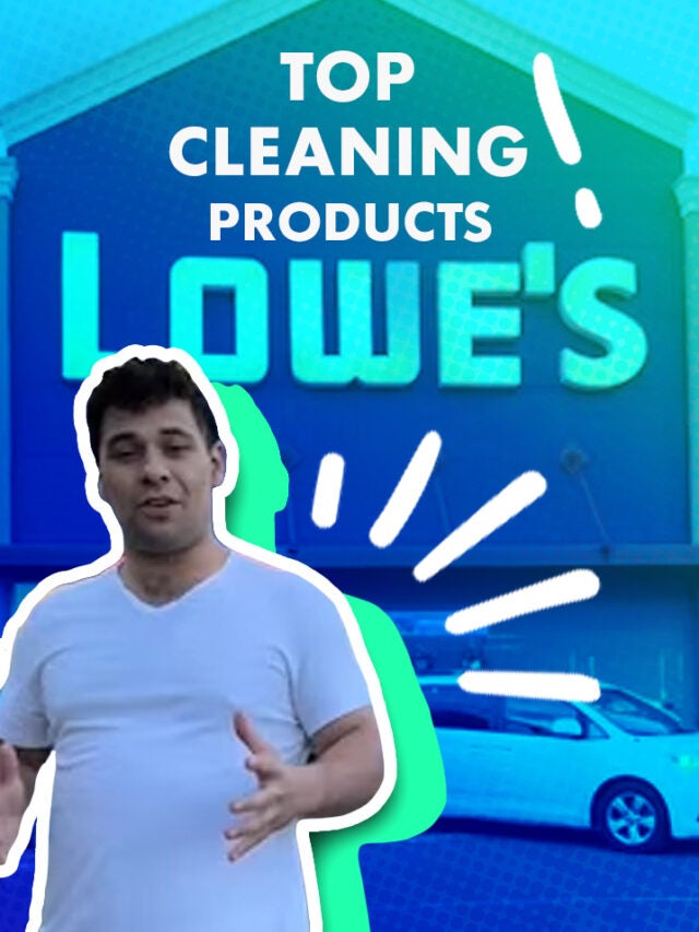 man in front of Lowe's over green and blue
