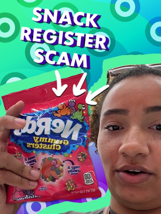 woman with Nerds over green and blue