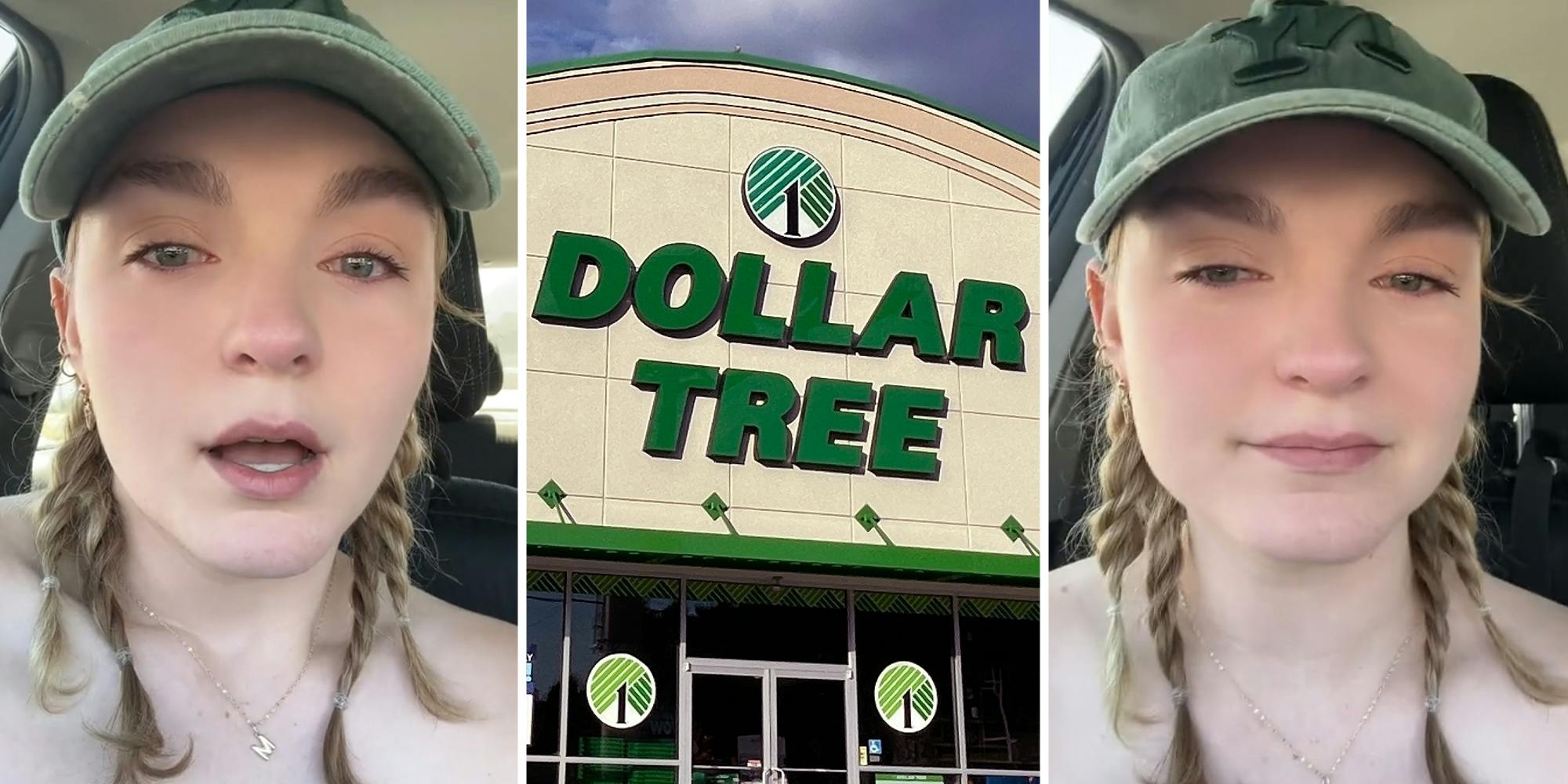 Woman talking(l+r), Dollar Tree store(c)
