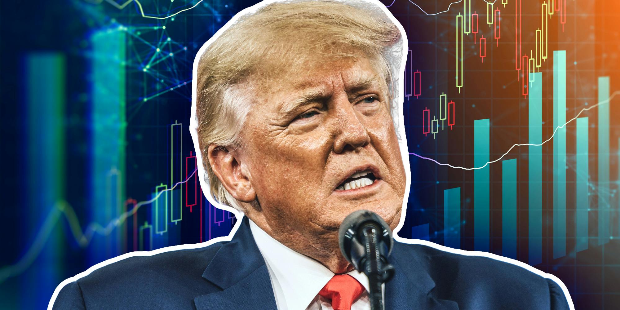 Donald Trump over stock market graphics