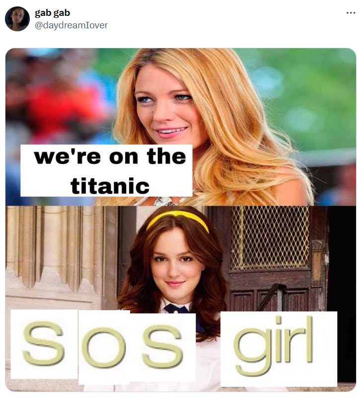 Go piss girl meme about the Titanic.
