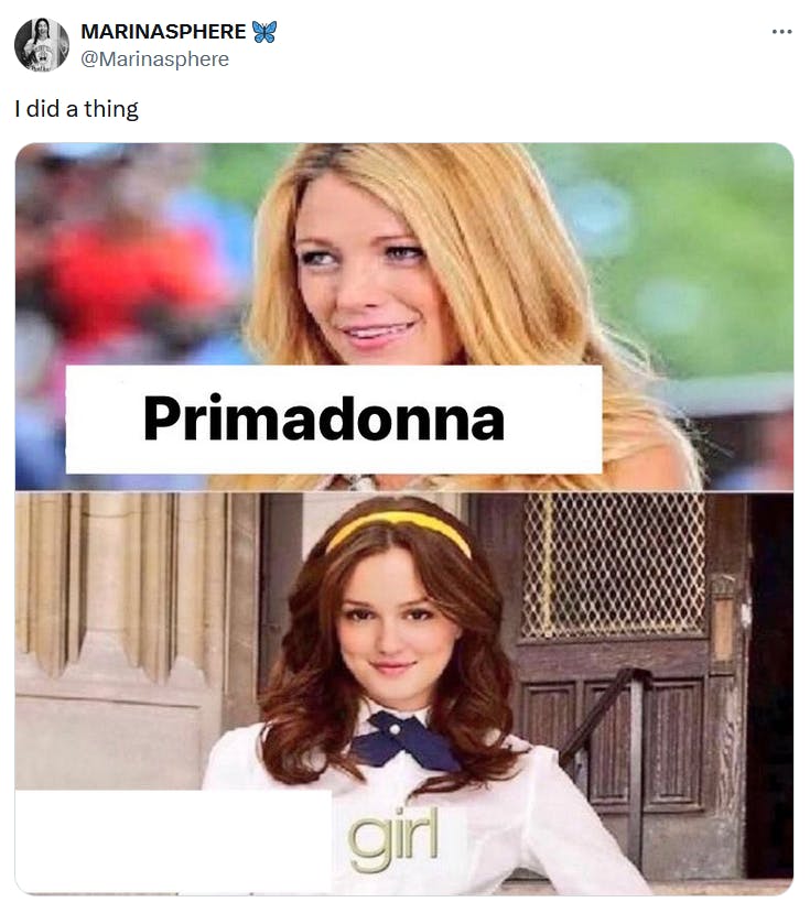 Go piss girl meme saying 'Primadonna girl.'