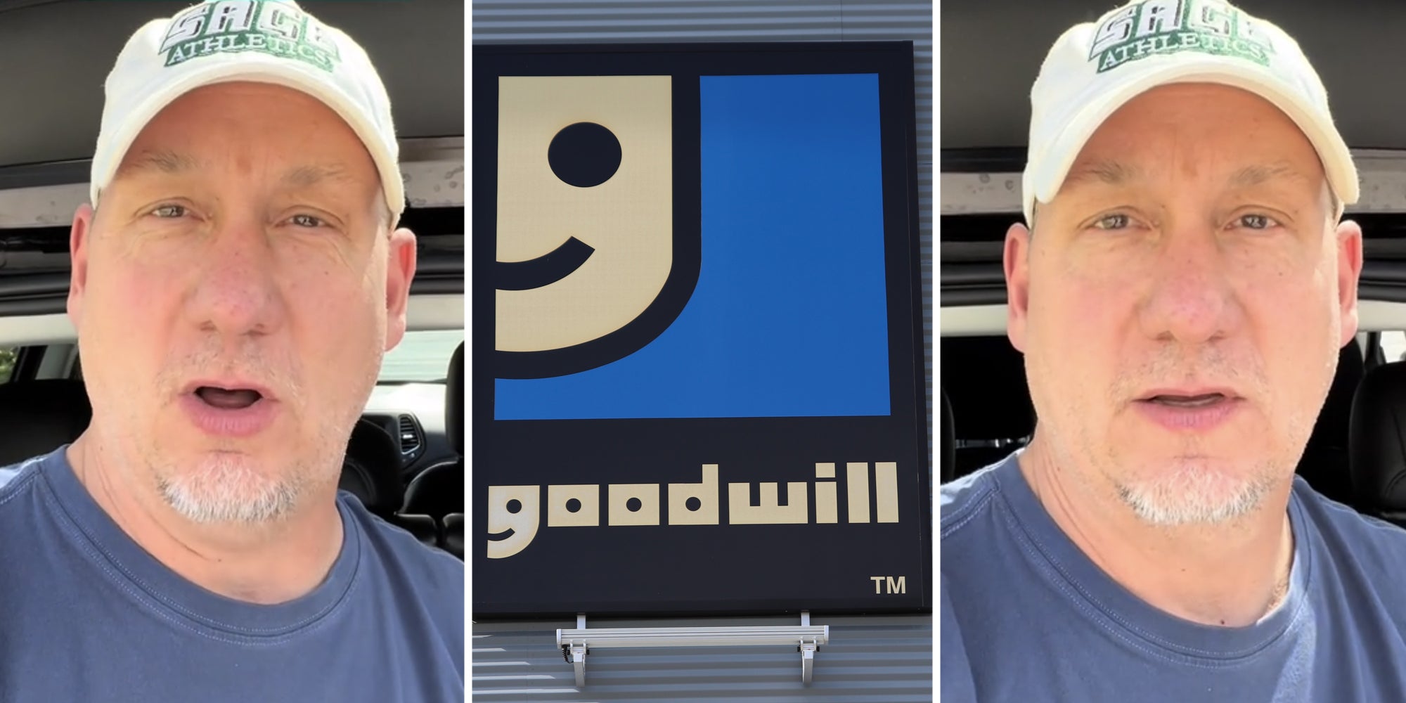 Man talking(l+r), Goodwill sign(c)