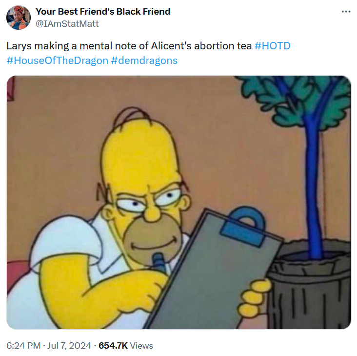 House of the Dragon season 2 meme with sinister Homer from The Simpsons.