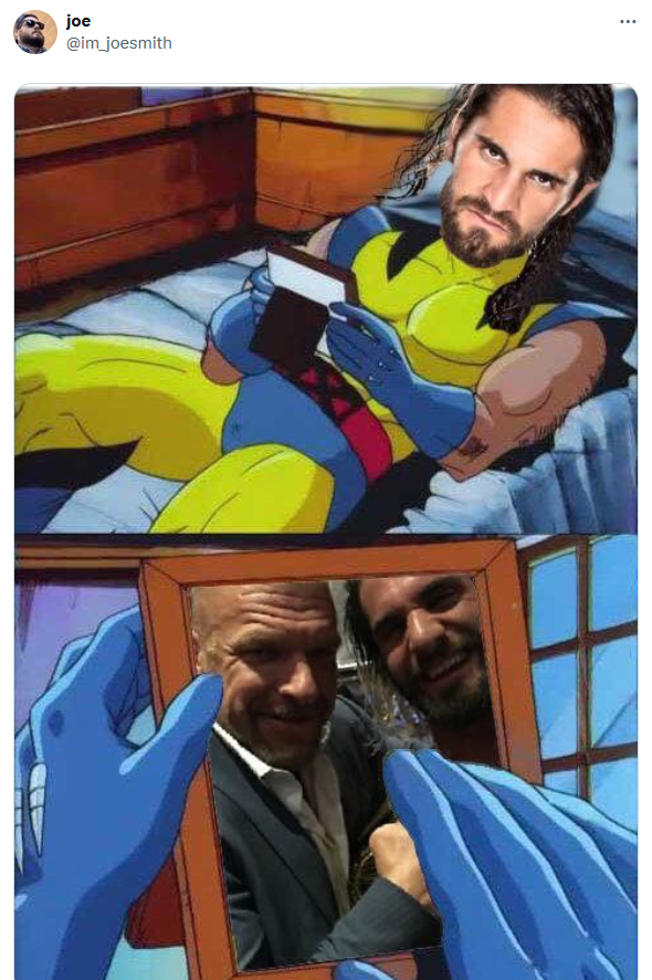 Wolverine crush meme referencing WWE.