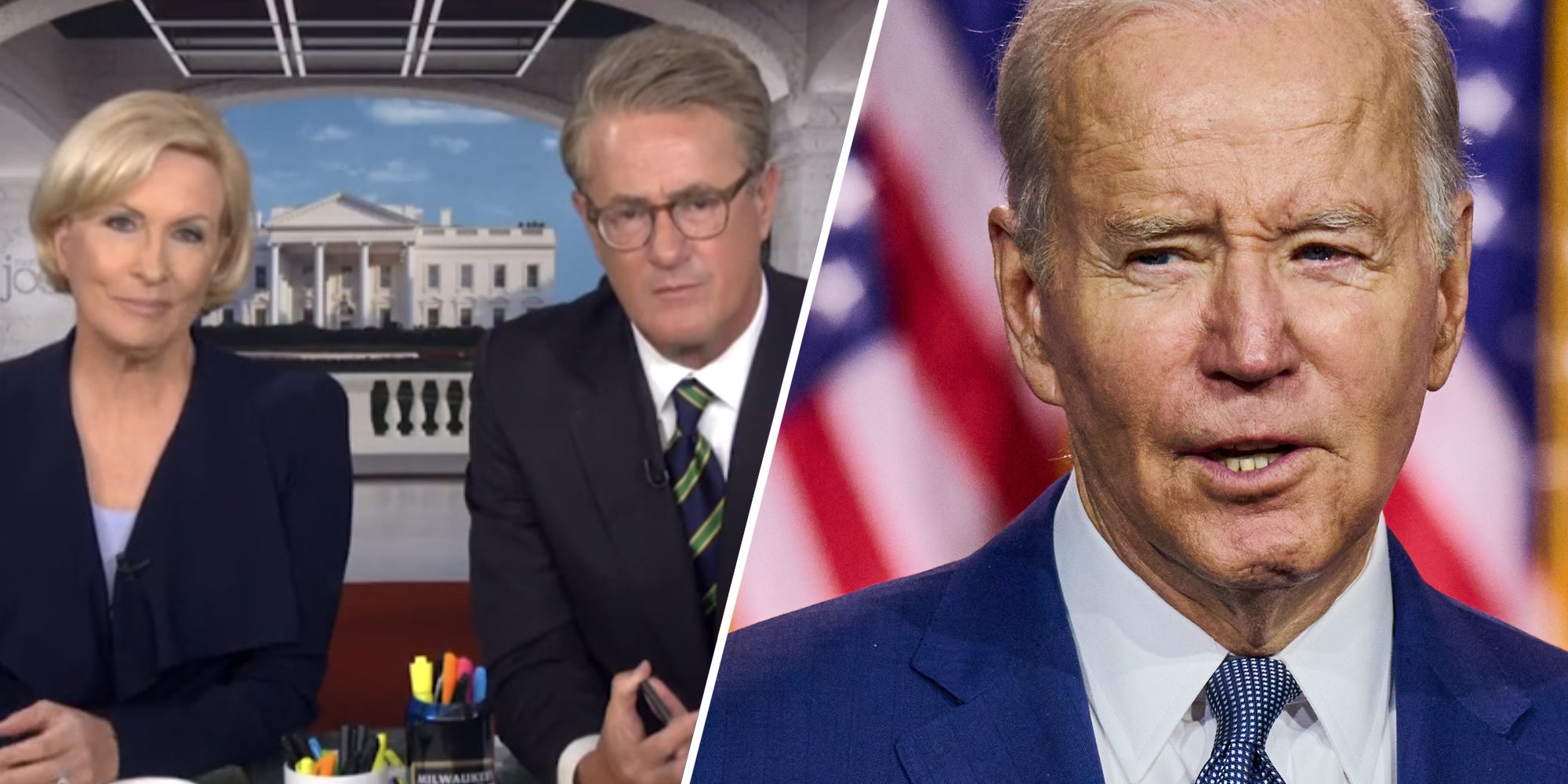 Morning Joe cast(l), Joe Biden(r)