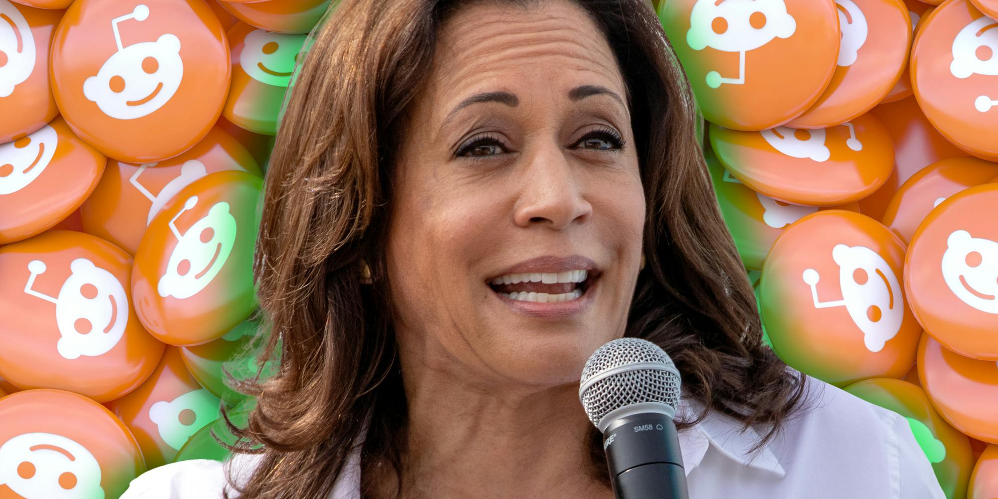 Kamala Harris over reddit logos