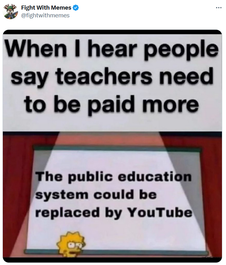 Lisa Simpson presentation meme about teacher pay.