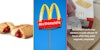 strawberry and cream pie (l) McDonald's sign (c) McDonald's pie with caption 