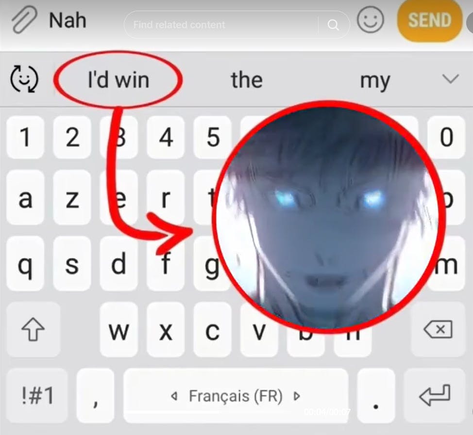 Jujutsu Kaisen 'nah I'd win' meme with a text autofill feature.