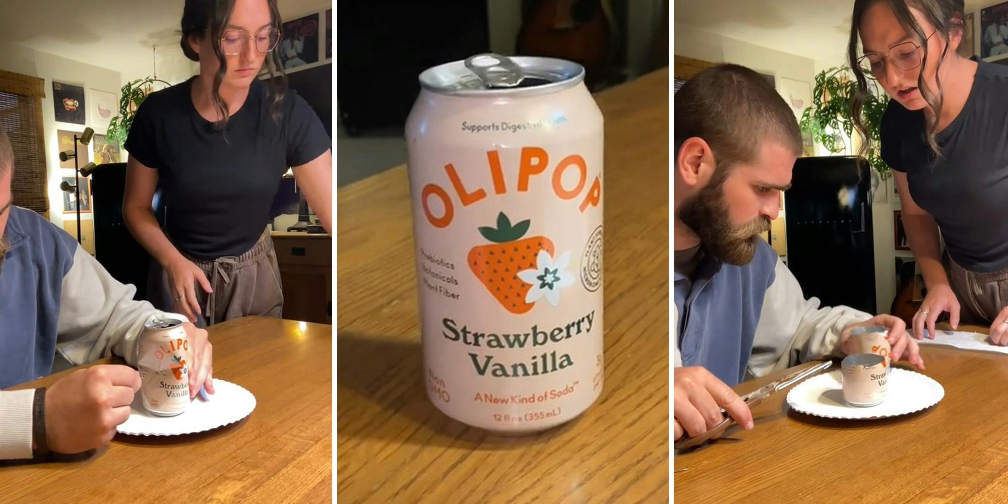 Customer finds something unusual in Olipop can 
