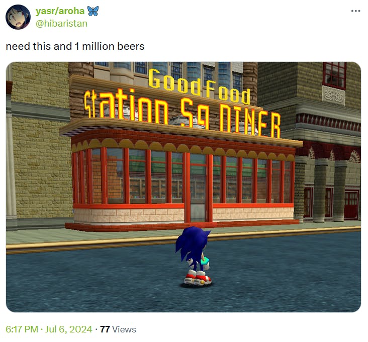 One million beers meme with a Sonic the Hedgehog game screenshot.